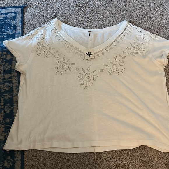 FREE PEOPLE Lyla Cutout Cotton Tee in White NWT - Picture 6 of 7